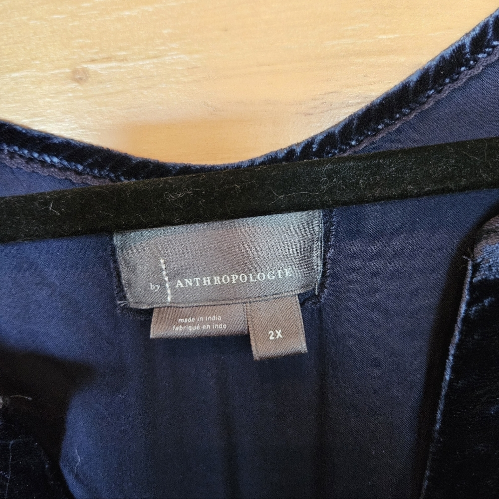 Anthropologie Velvet V-Neck Maxi Dress in Navy - Picture 7 of 7